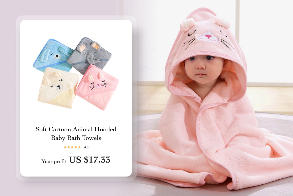 Cartoon Animal Baby Bath Towels