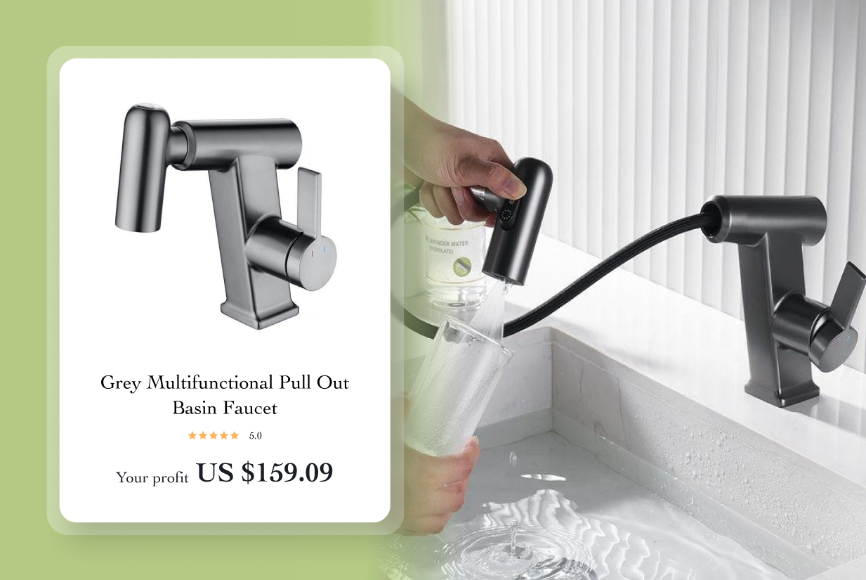 Grey multifunctional pull out basin faucet