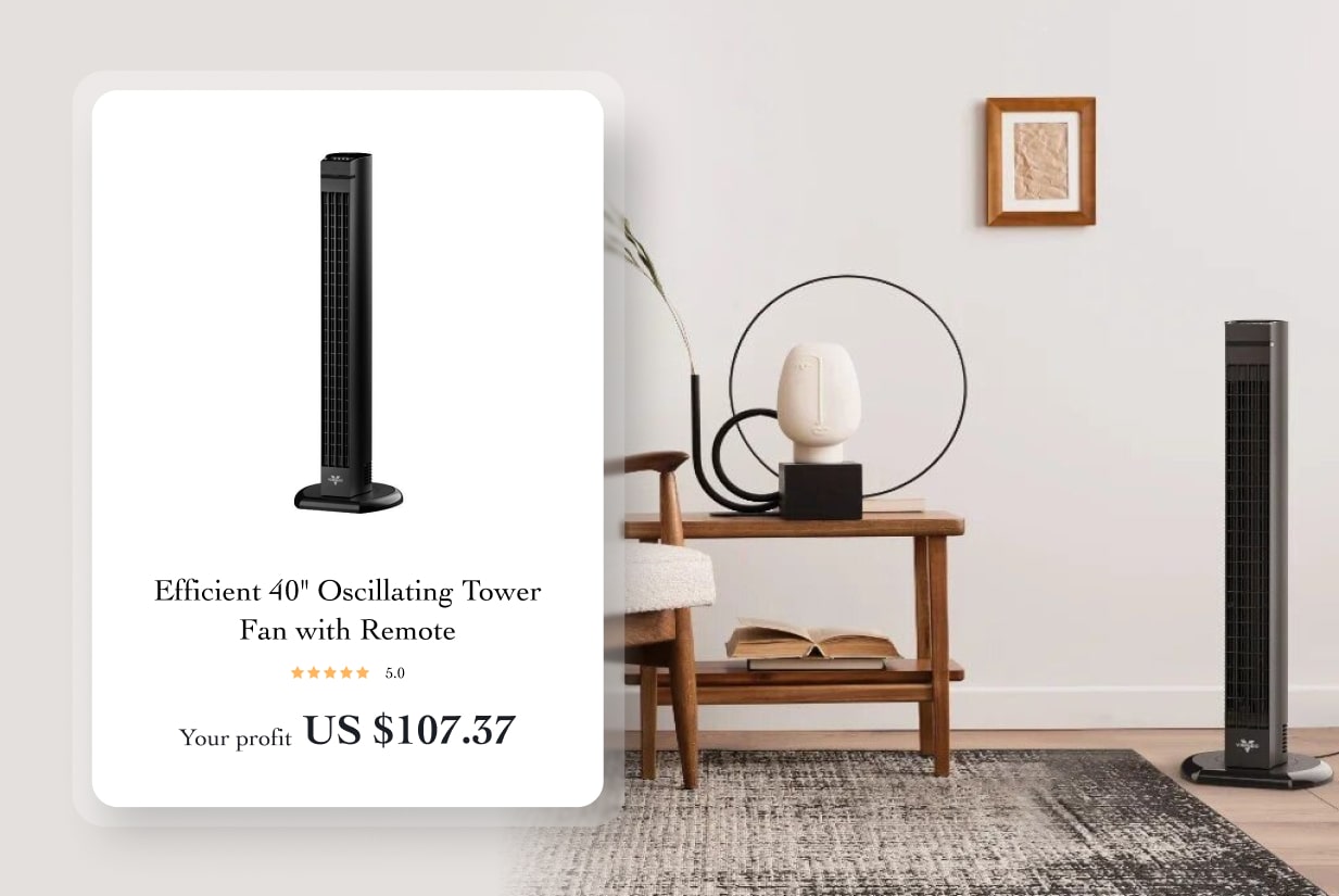 Efficient 40" Oscillating Tower Fan with Remote