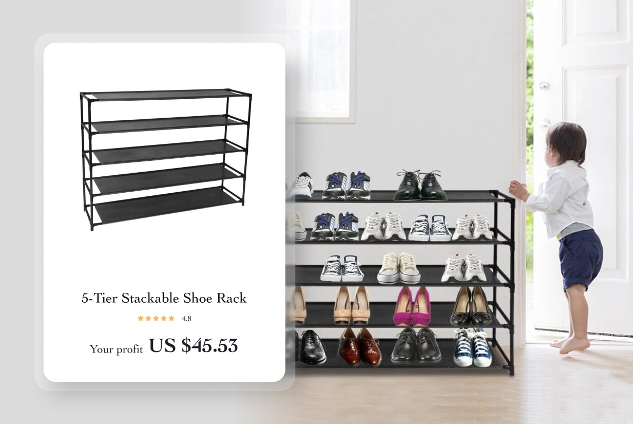 5-Tier Stackable Shoe Rack