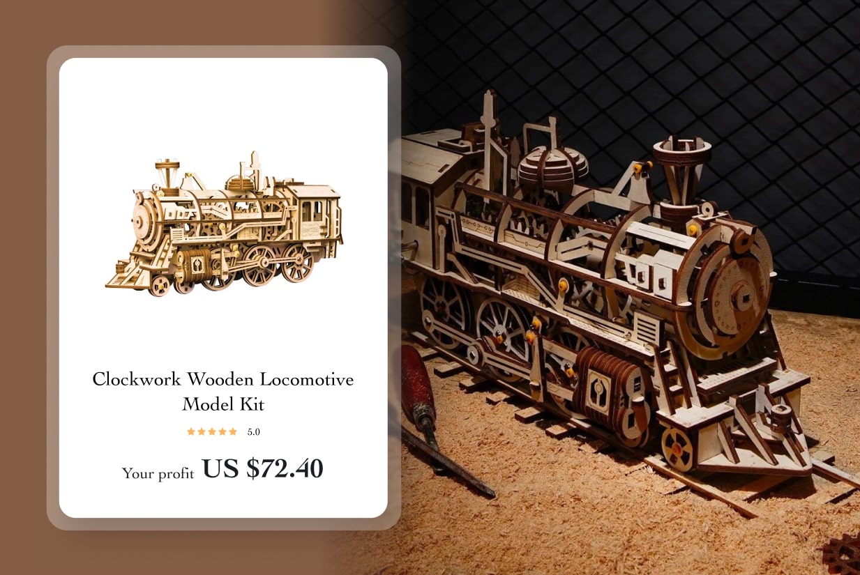 Clockwork Wooden Locomotive Model Kit